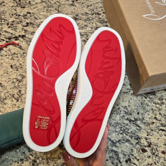 NEW Christian Louboutin Fun Vieira Orlato Flat Sneaker in Orange and Pink 37.5 - Picture 10 of 12